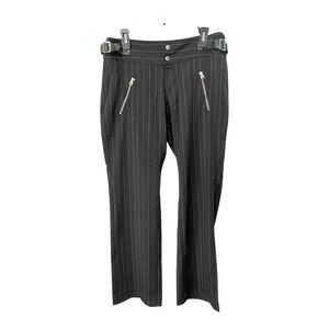 JouJou Size 11 Black Pinstripe Low Rise Trousers Buckle Detail Punk Rock Goth